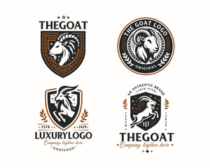 Naklejka premium Set bundle retro badge vintage goat tattoo for business company 