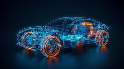Naklejka premium Generative AI illustration of contemporary automobile 