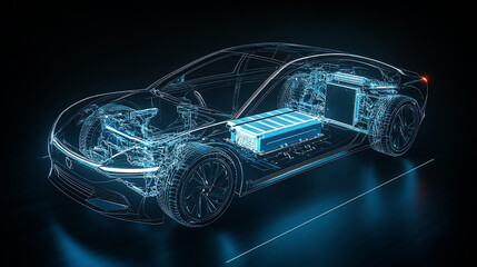 Naklejka premium Generative AI illustration of contemporary automobile 
