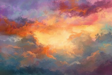 Fototapeta premium Beautiful pastel cloudy sunset 