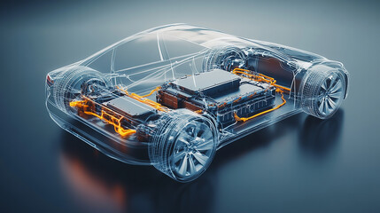 Hydrogen fuel cell car chassis concept. Clean transportation
