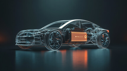 Fototapeta premium Hydrogen fuel cell car chassis concept. Clean transportation