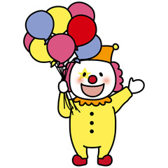 サーカスで風船を配るピエロ