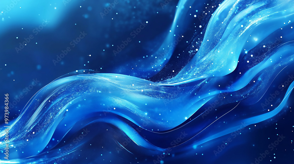 Poster illustration of a classic blue abstract gradient background with lines print from the waves modern g