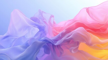 Fototapeta premium A serene blend of colorful fabric flowing gracefully, creating a soft and dreamy atmosphere for artistic designs.