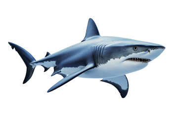 Obraz premium Realistic 3D Render of a Great White Shark in Motion Against a Background