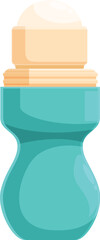 Turquoise roll on deodorant with open transparent cap, providing long lasting freshness