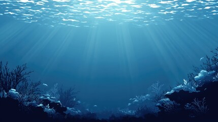 Obraz premium Tranquil Ocean Depths: Pixelated Marine Life in Surreal Blend Mode Finish with Copy Space
