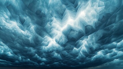 Obraz premium The sky is filled with strange, geometric clouds forming triangular and hexagonal shapes, creating a rare and captivating sight.