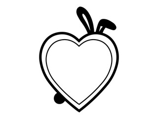 Easter Bunny Frame Line Art Illustration