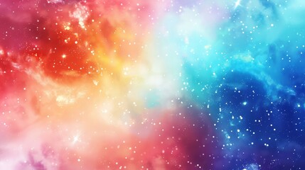 Naklejka premium A dreamy galaxy scene in watercolor style, featuring delicate washes of color blending across the stars and nebulas