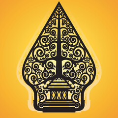 Modification of wayang gunungan into vector graphic format.