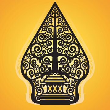 Modification of wayang gunungan into vector graphic format.