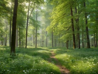Obraz premium Sunny forest landscape