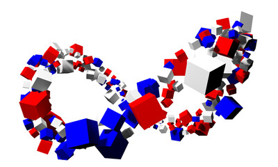 Infinity sign made of cubes - 3d rendering