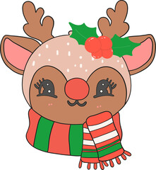 Christmas retro flat design elements featuring festive holiday decorations in cute and vintage styles for creating seasonal artwork.