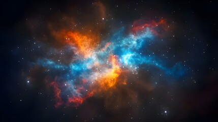 Cosmic Nebula with Blue and Orange Hues.