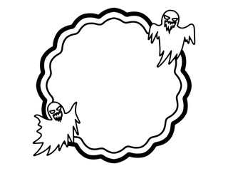Halloween Frame Ghost Line Art Illustration