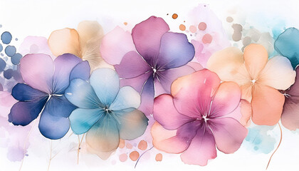 Fototapeta na wymiar akwarelowe kwiatowe tło dla projektu, jasna tapeta, pastelowe kwiaty dekoracja generative ai 