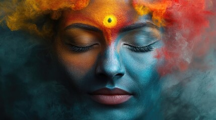 Fototapeta premium Third Eye activation, symbol of spirituality, spiritual awakening, mindfulness, meditation and healing
