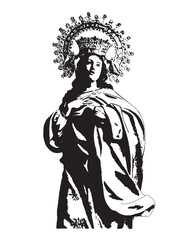 Our Lady Immaculate conception Virgin Mary Vector catholic Illustration