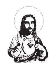 Sacred heart of Jesus Christ Vector Christian religious Illustration