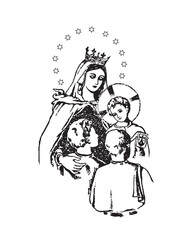 Our Lady of Mount Carmel Illustration Catholic religious vector