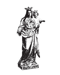 Our Lady help of Christians vector Madonna and Child Jesus catholic religious illustration