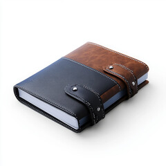 Elegant leather-bound planner featuring a sturdy clasp and two-tone design, perfect for organizing notes, schedules, and tasks.