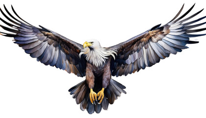 Obraz premium bald eagle in flight isolated on white background 
