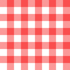 Gingham seamless pattern.Checkered tartan plaid repeat pattern in red and white.Geometric vector illustration background wallpaper