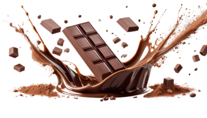 chocolate and coffee splash isolated on white background 