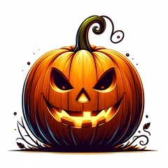Glowing Jack-o'-Lantern with Evil Grin Illustration