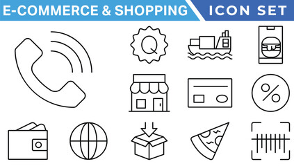 E-Commerce & Shopping thin line icons set. E-Commerce, Shop, Online Shopping Editable Stroke icons collection. Shoppind symbols set