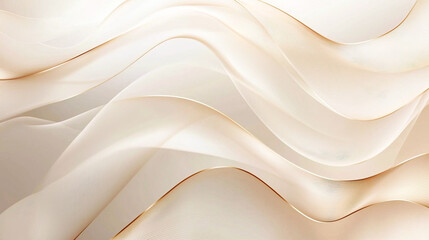 Obraz premium This image displays an elegant and luxurious abstract background with soft, flowing waves in a beige and cream color palette.