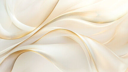This image displays an elegant and luxurious abstract background with soft, flowing waves in a beige and cream color palette.