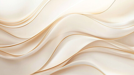 Obraz premium This image displays an elegant and luxurious abstract background with soft, flowing waves in a beige and cream color palette.