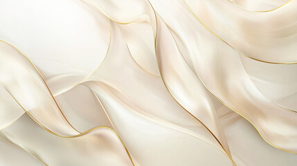 This image displays an elegant and luxurious abstract background with soft, flowing waves in a beige and cream color palette.