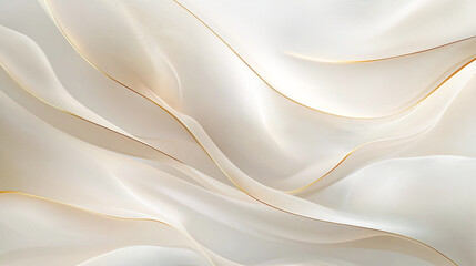 Fototapeta premium This image displays an elegant and luxurious abstract background with soft, flowing waves in a beige and cream color palette.