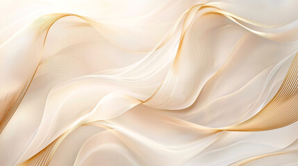 This image displays an elegant and luxurious abstract background with soft, flowing waves in a beige and cream color palette.