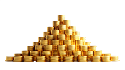 Golden coin stacks symbolize wealth and financial success
