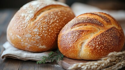 Enjoy the Aroma and Texture of Freshly Baked Bread Loaves Perfect for Any Bakery Setting