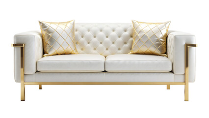 Isolated 3D leather sofa on white background, perfect for interior design or furniture catalog