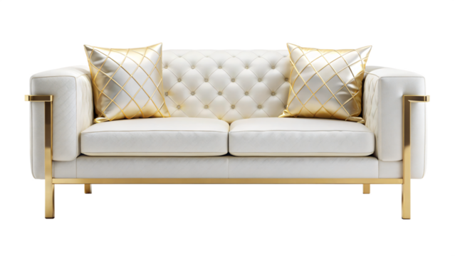 Isolated 3D leather sofa on white background, perfect for interior design or furniture catalog