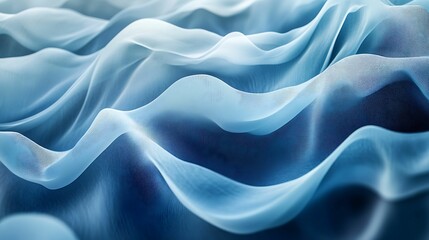 Obraz premium An abstract composition of wavy blue fabric with a soft, flowing texture, resembling ocean waves or delicate folds, creating a calming effect.