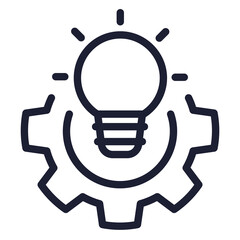 solution line icon with light bulb and gear