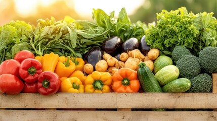 A vibrant farmers' market stand brimming with fresh, organic vegetables and fruits