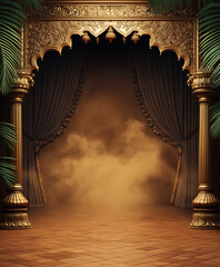 stage with curtain used for photo backdrop