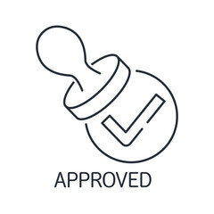 Office Seal. Verification check marks . Approved symbol. Vector linear icon isolated on white background.