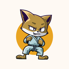 Cute Cat Fighter Mascot Illustration